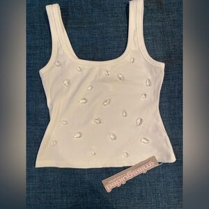 Missguided White Embellished Fitted Tank Top